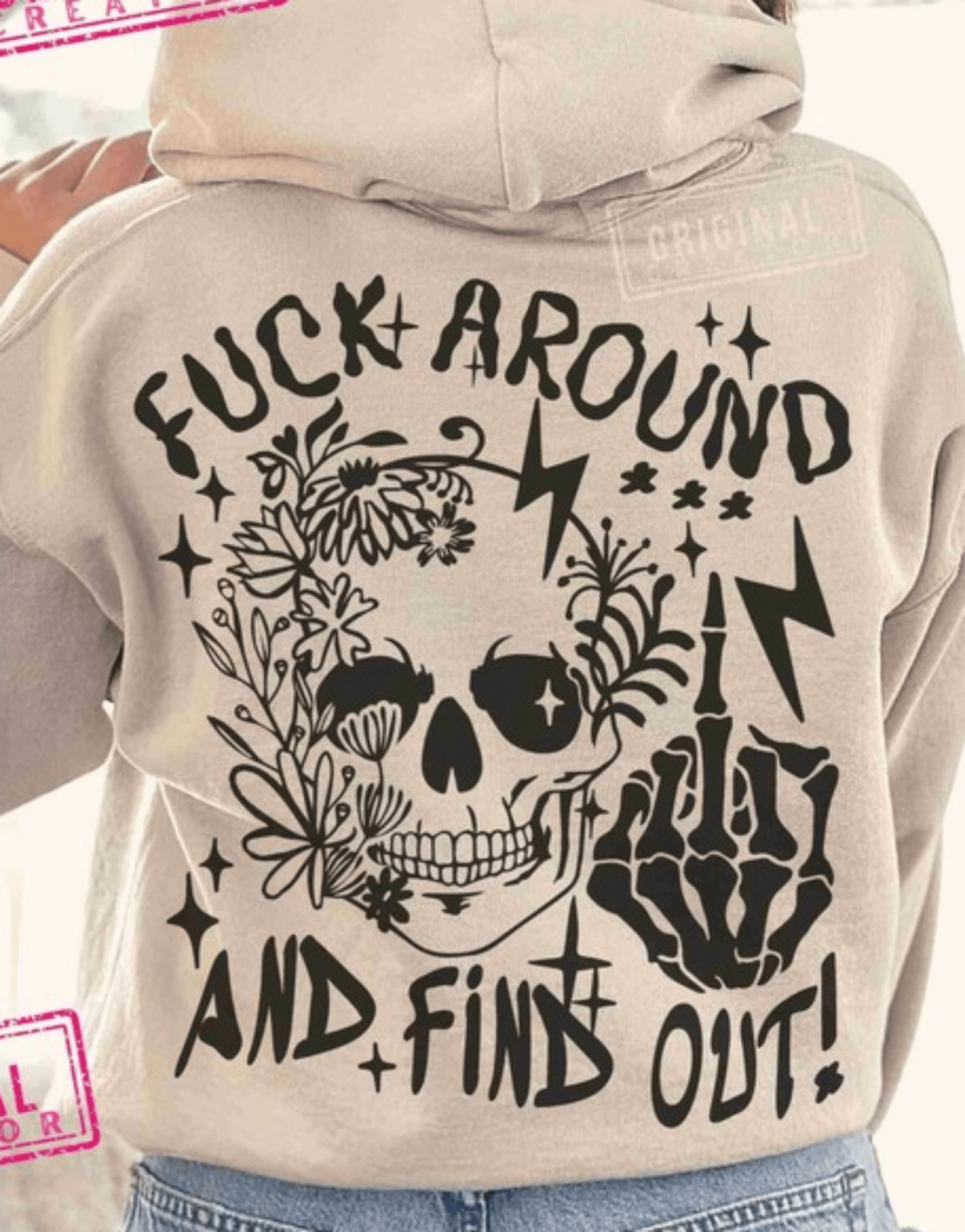 RTS F AROUND AND FIND OUT FACE SKULL SINGLE COLOR BLACK Screen Print transfers size ADULT 10X12 - Do it yourself Transfers