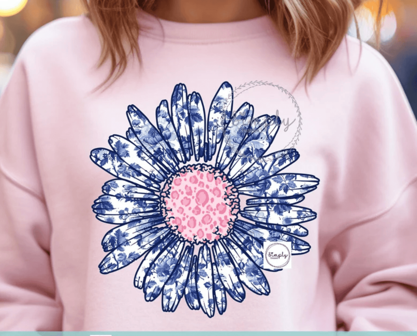 RTS FLORAL FLOWER BLUE AND PINK DTF DIRECT TO FILM transfers ADULT 10X11.5 - Do it yourself Transfers