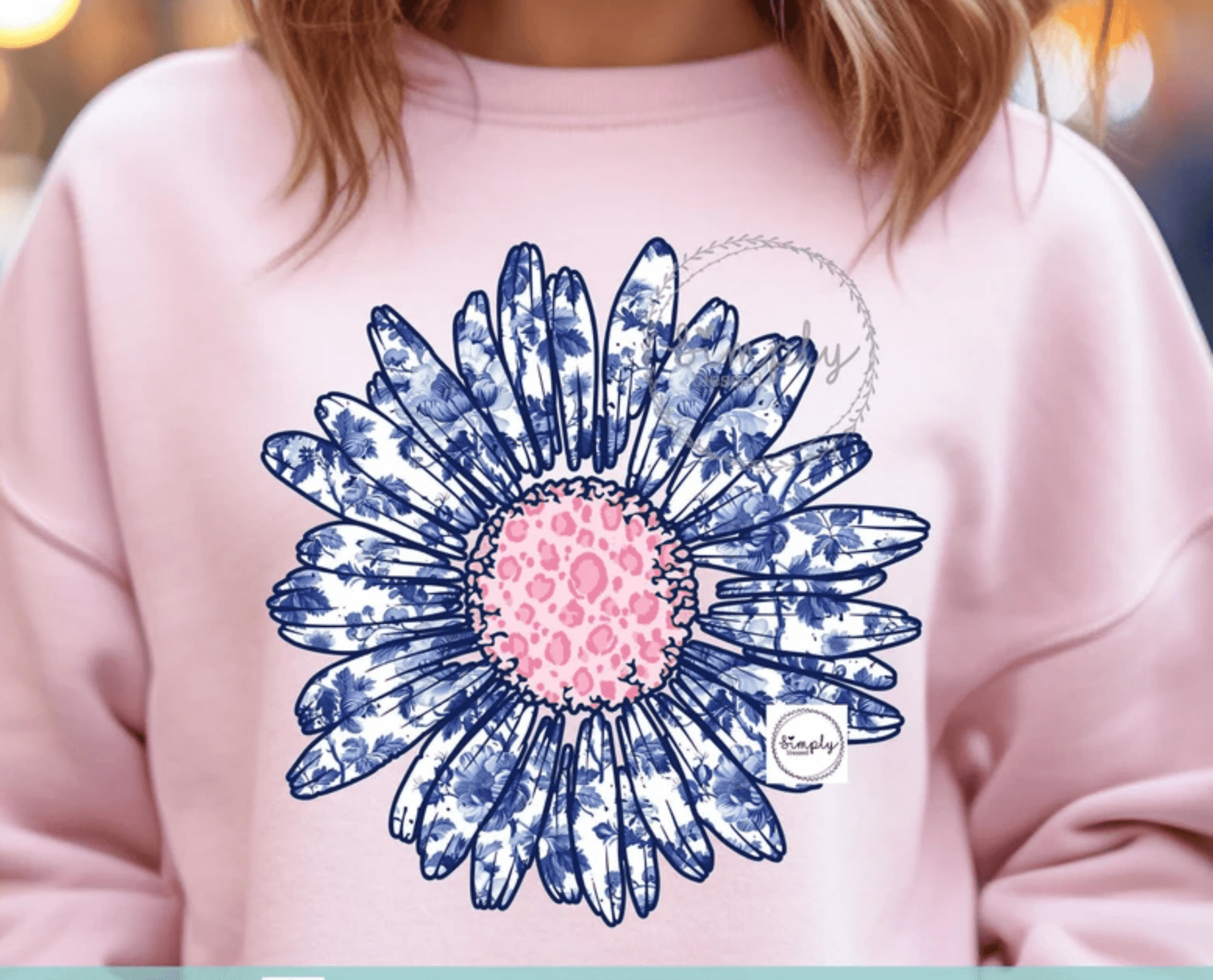 RTS FLORAL FLOWER BLUE AND PINK DTF DIRECT TO FILM transfers ADULT 10X11.5 - Do it yourself Transfers