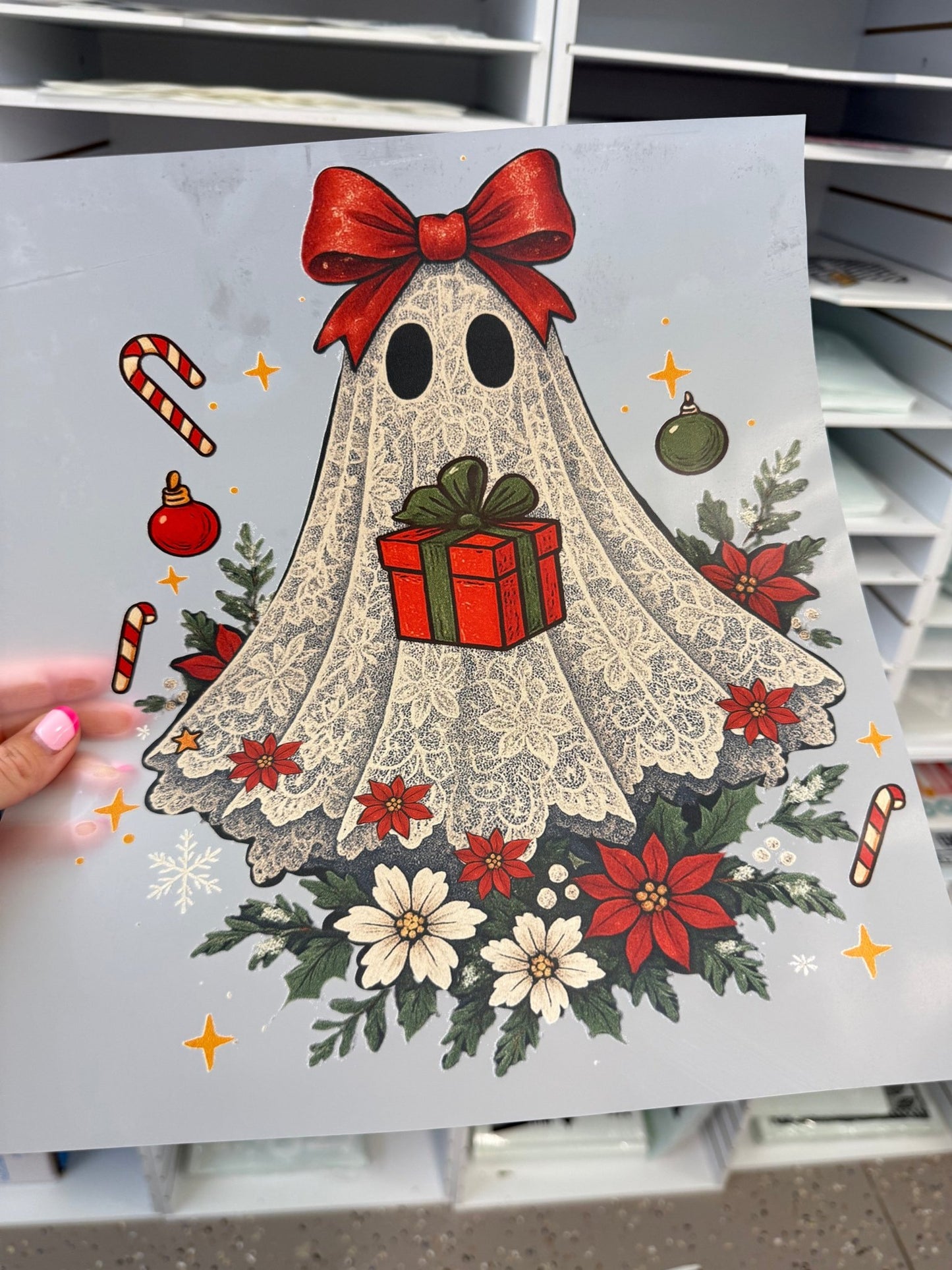 RTS GHOST LACE CHRISTMAS DTF DIRECT TO FILM transfers ADULT 9X12 - Do it yourself Transfers