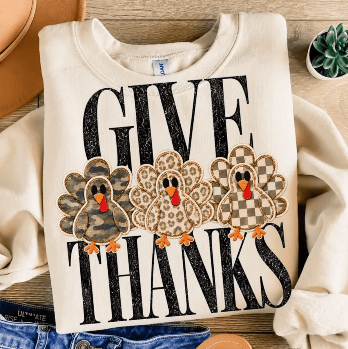 RTS GIVE THANKS TURKEYS DTF DIRECT TO FILM transfers ADULT 10.5X11.5 - Do it yourself Transfers