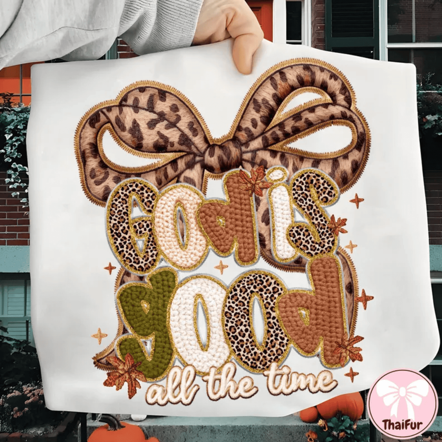 RTS GOD IS GOOD ALL THE TIME BOW YARN FAUX DTF DIRECT TO FILM transfers ADULT 10X12 - Do it yourself Transfers