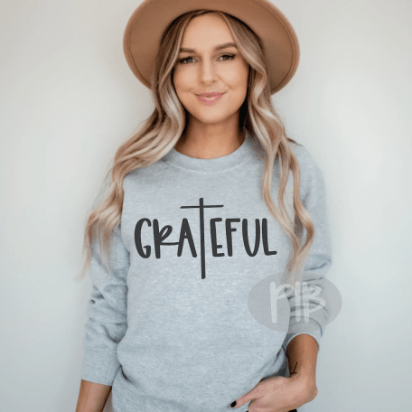 RTS GRATEFUL CROSS SINGLE COLOR BLACK Screen Print transfers size ADULT 9x12 - Do it yourself Transfers