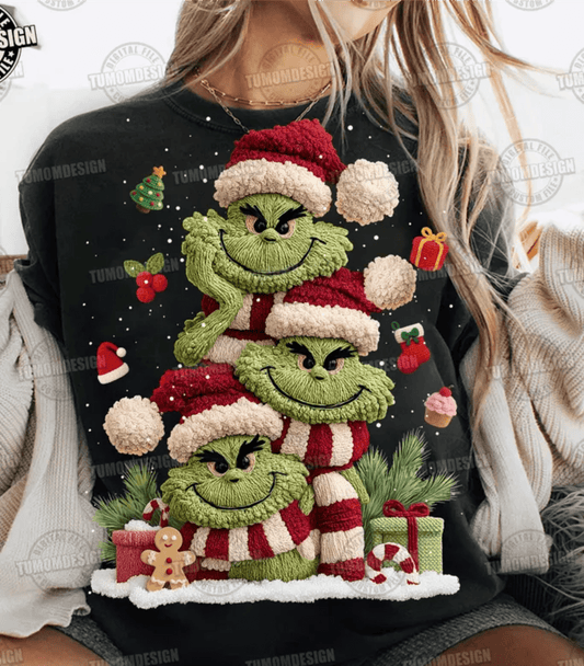 RTS GREEN MAN FAMILY TREE PRESENTS CHRISTMAS DTF DIRECT TO FILM transfers ADULT 10X12 - Do it yourself Transfers