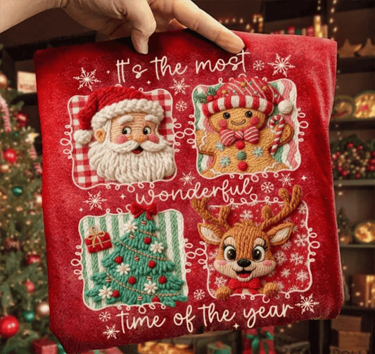 RTS its the most wonderful time OF THE YEAR CHRISTMAS SANTA GINGER TREE FRAMES DTF DIRECT TO FILM transfers ADULT 10X12 - Do it yourself Transfers