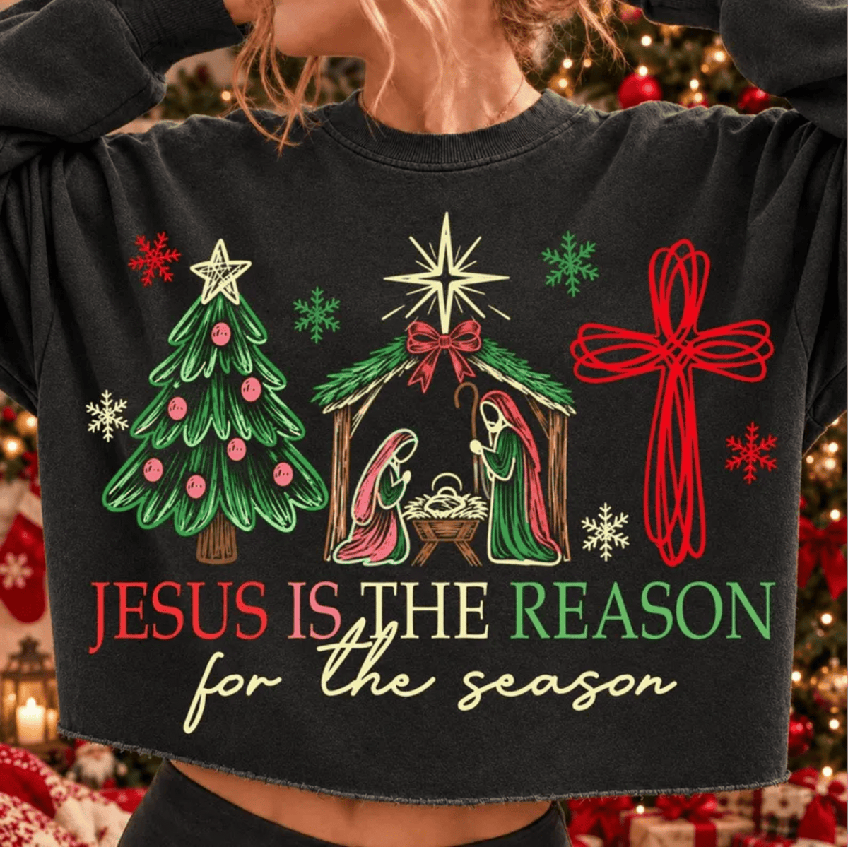 RTS JESUS IS THE REASON FOR THE SEASON DTF DIRECT TO FILM transfers ADULT 10.5X11.5 - Do it yourself Transfers