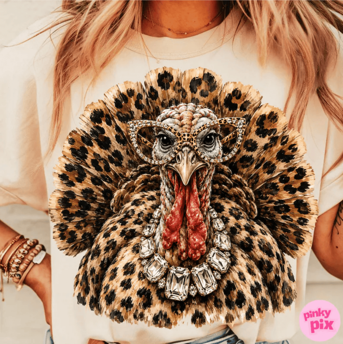 RTS LEOPARD TURKEY THANKSGIVING DTF DIRECT TO FILM transfers ADULT 10.5X11.5 - Do it yourself Transfers