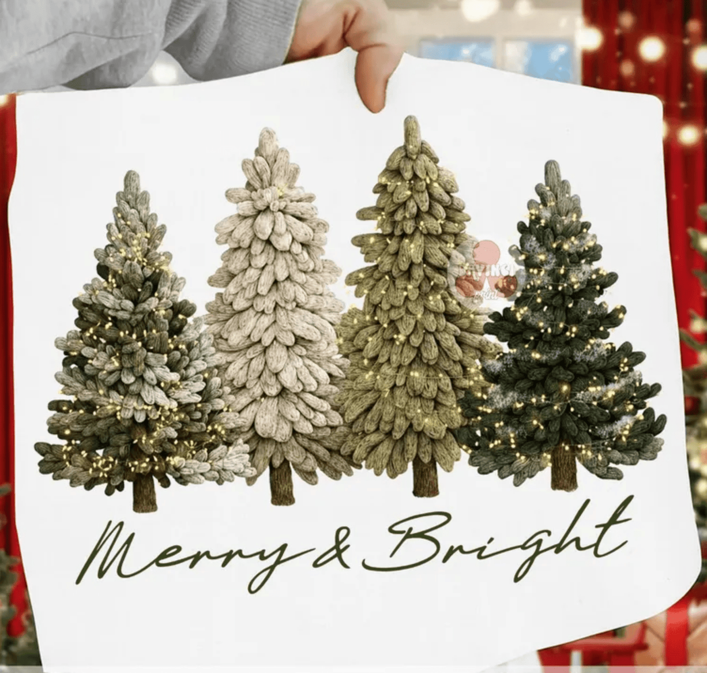 RTS MERRY & BRIGHT GREEN FAUX DTF DIRECT TO FILM transfers ADULT 10X12 - Do it yourself Transfers