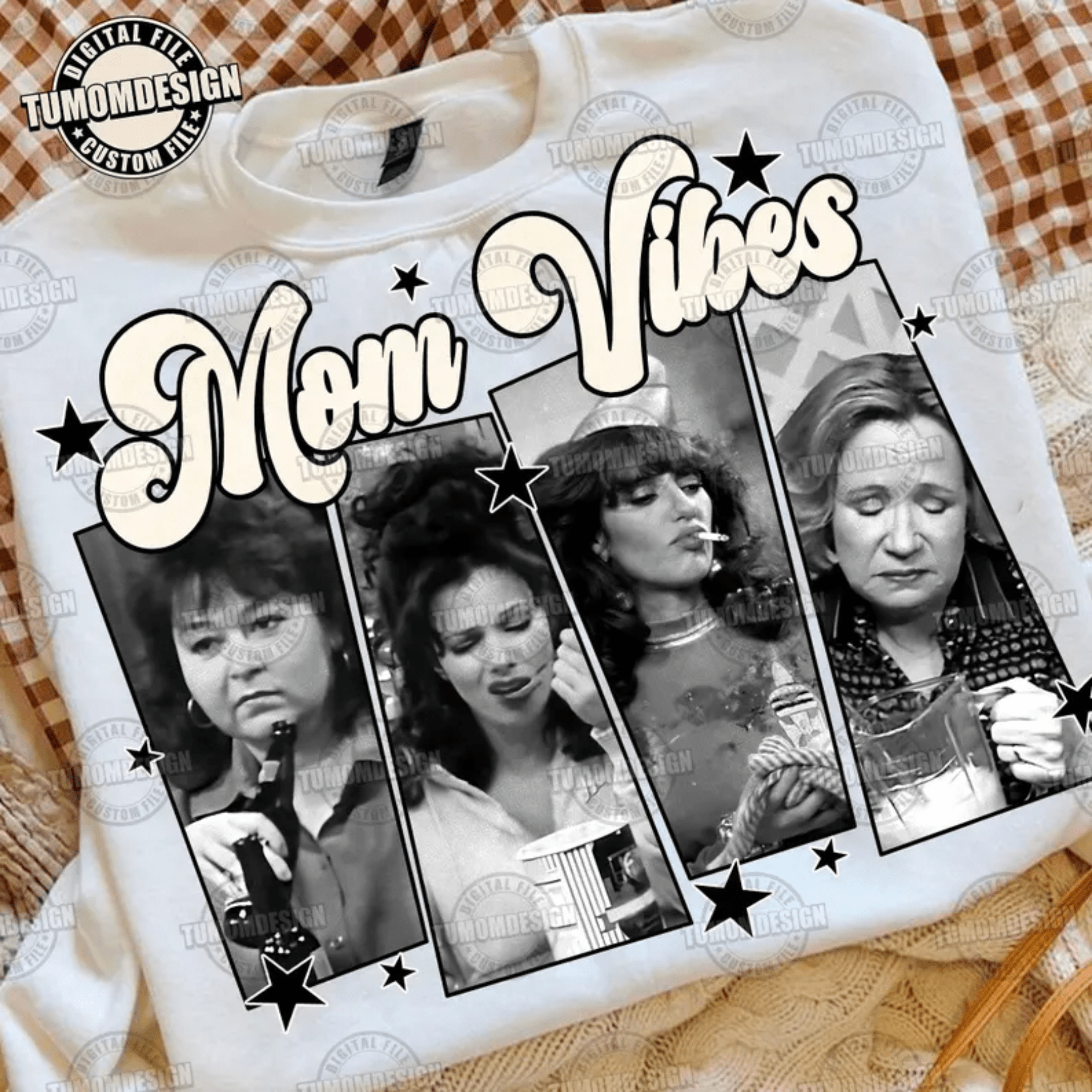 RTS MOM VIBES MOTHER'S DAY DTF DIRECT TO FILM transfers ADULT 10X11.5 - Do it yourself Transfers
