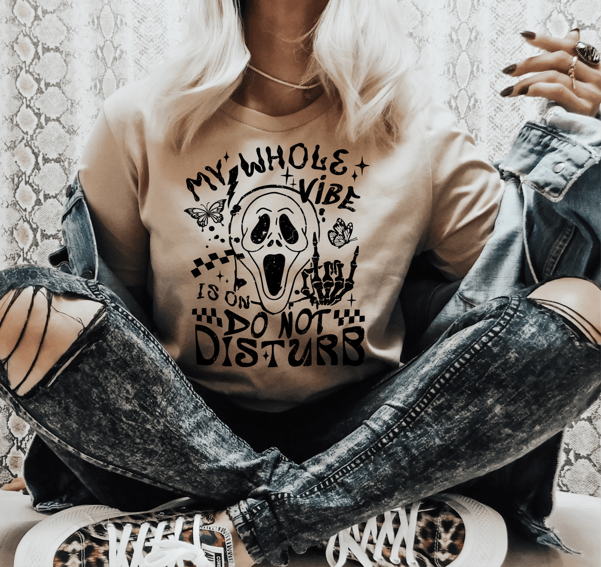 RTS My whole vibe is on do not disturb SINGLE COLOR BLACK sceam Screen Print transfers size ADULT 10x12 - Do it yourself Transfers