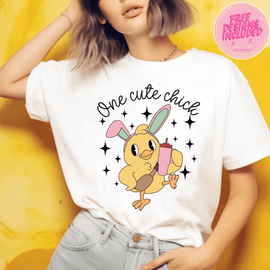 RTS ONE CUTE chick easter crossbody cup COLOR MATTE DTF DIRECT TO FILM transfers size ADULT 10X12 - Do it yourself Transfers