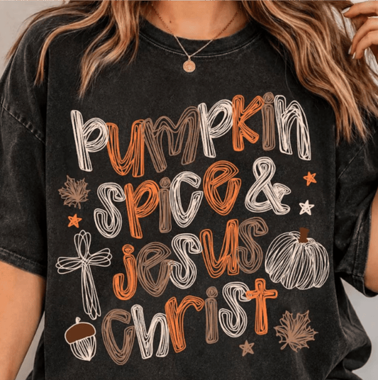 RTS PUMPKIN SPICE AND JESUS CHRIST DTF DIRECT TO FILM transfers ADULT 10.5X11.5 - Do it yourself Transfers