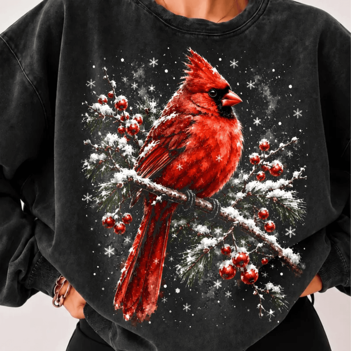 RTS RED BIRD WINTER DTF DIRECT TO FILM transfers ADULT 10.5X11.5 - Do it yourself Transfers