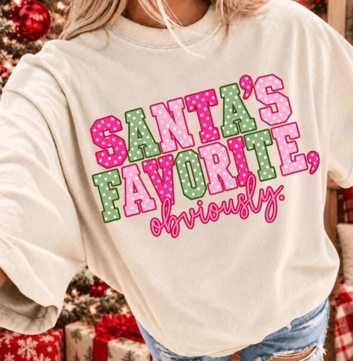 RTS SANTAS FAVORITE OBVIOUSLY DTF DIRECT TO FILM transfers ADULT 10.5X11.5 - Do it yourself Transfers