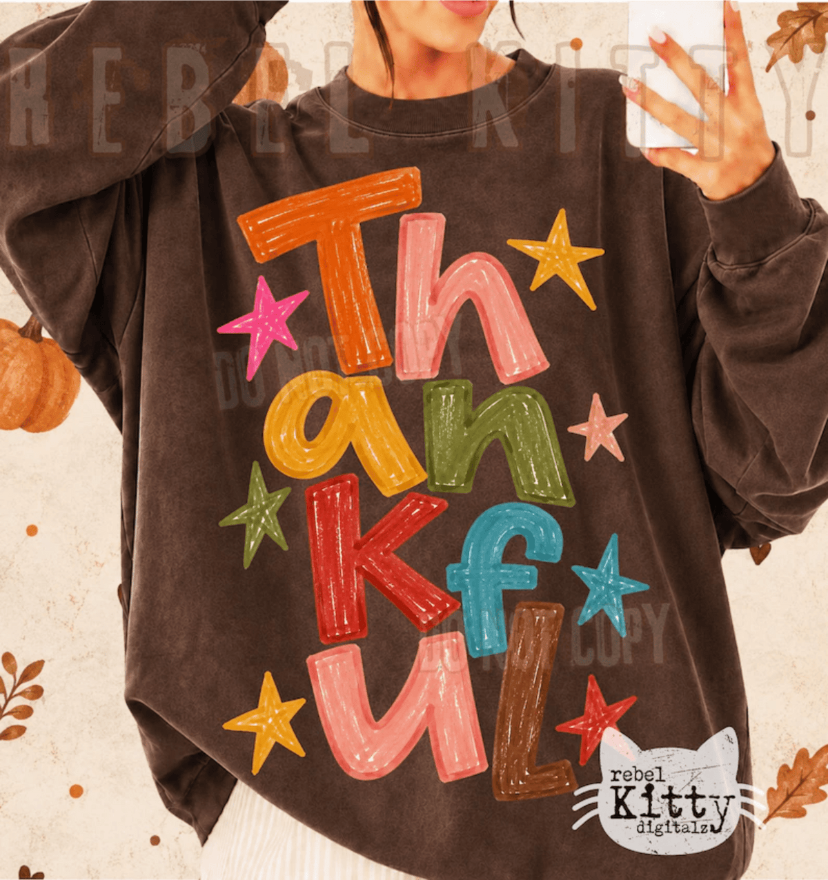 RTS THANKFUL MULTI COLOR DTF DIRECT TO FILM transfers ADULT 10.5X11.5 - Do it yourself Transfers