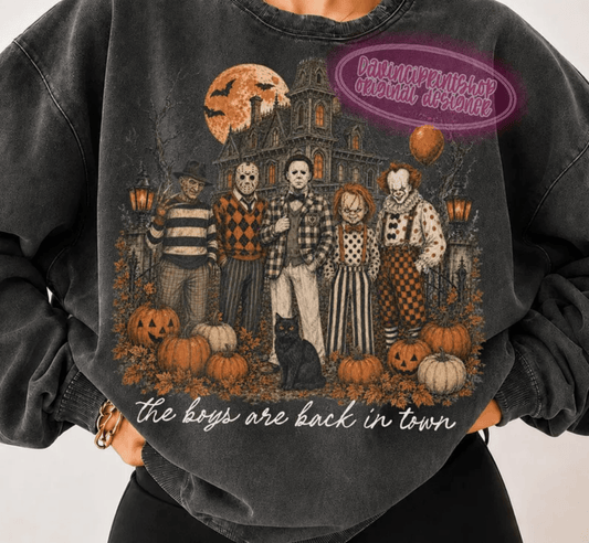RTS THE BOYS ARE BACK IN TOWN HALLOWEEN GANG DTF DIRECT TO FILM transfers ADULT 10X11.5 - Do it yourself Transfers