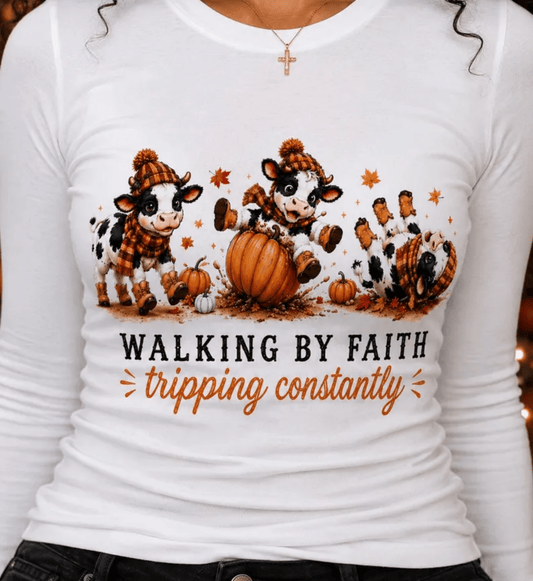 RTS WALKING BY FAITH TRIPPING CONSTANTLY COWS PUMPKINS DTF DIRECT TO FILM transfers ADULT 10X11.5 - Do it yourself Transfers
