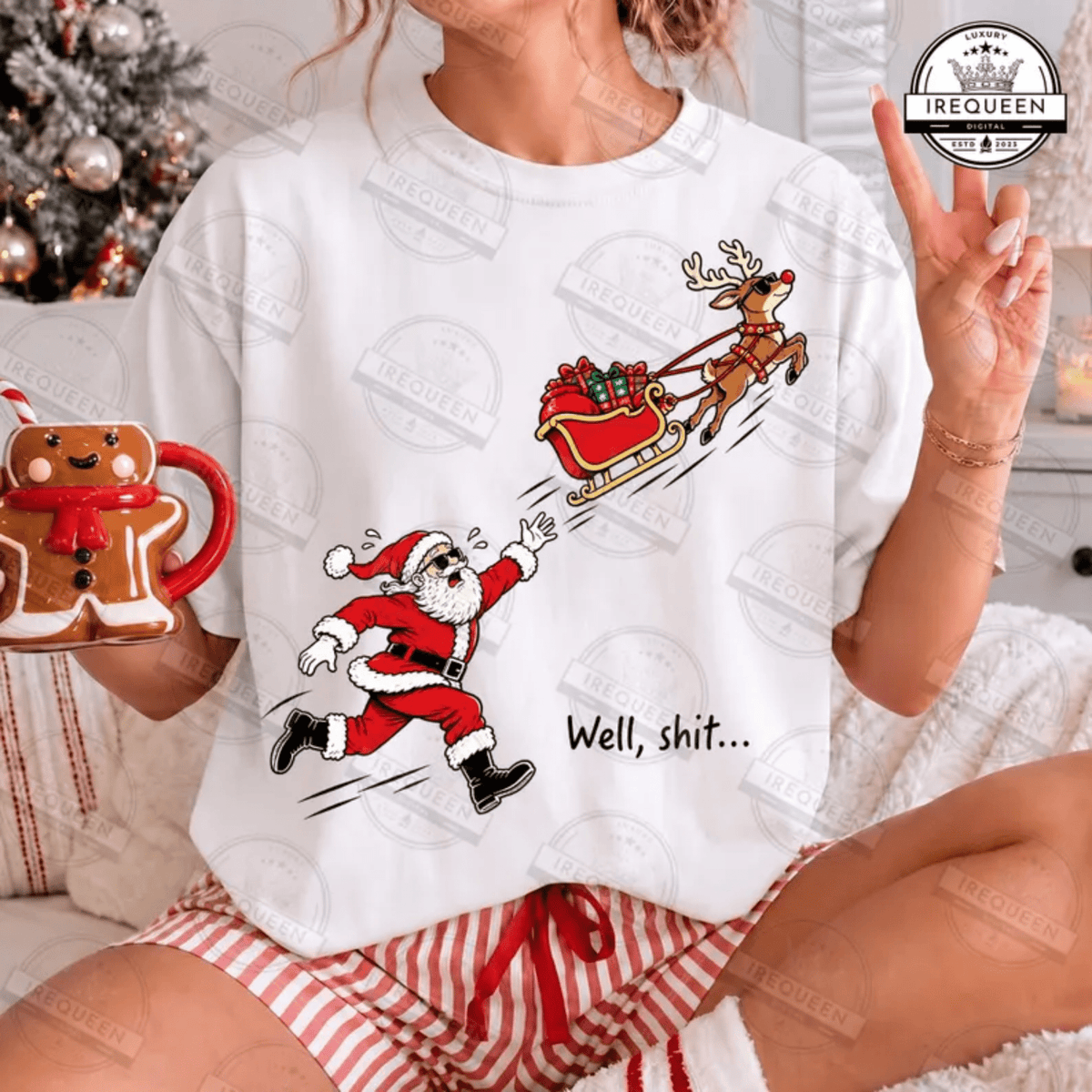 RTS WELL SH IT SANTA REINDEER DTF DIRECT TO FILM transfers ADULT 10.5X11.5 - Do it yourself Transfers