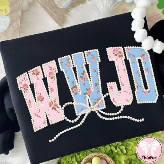 RTS WWJD PEARLS PINK BLUE DTF DIRECT TO FILM transfers ADULT 10X11.5 - Do it yourself Transfers