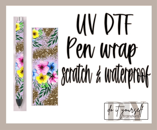 RTS yellow pink gold glitter FULL UV DTF PEN WRAP 1.5X5 - Do it yourself Transfers