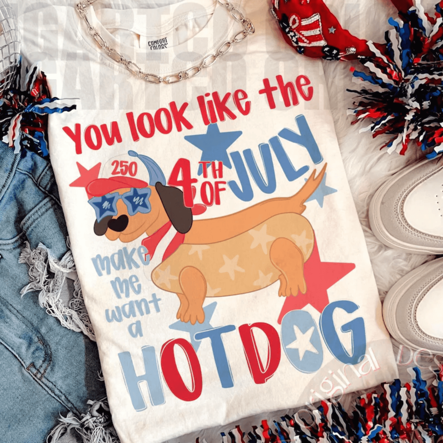 RTS YOU LOOK LIKE THE 4TH OF JULY MAKE ME WANT A HOTDOG DTF DIRECT TO FILM transfers ADULT 10X11.5 - Do it yourself Transfers
