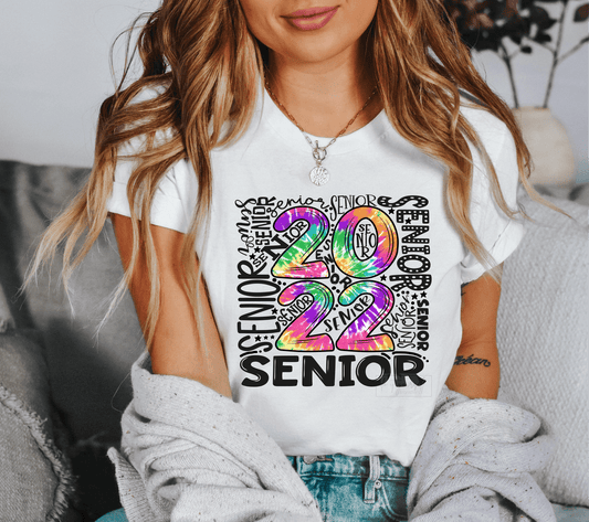 Senior 2022 frame tie dye size ADULT 11.5x10.5 DTF TRANSFERPRINT TO ORDER - Do it yourself Transfers