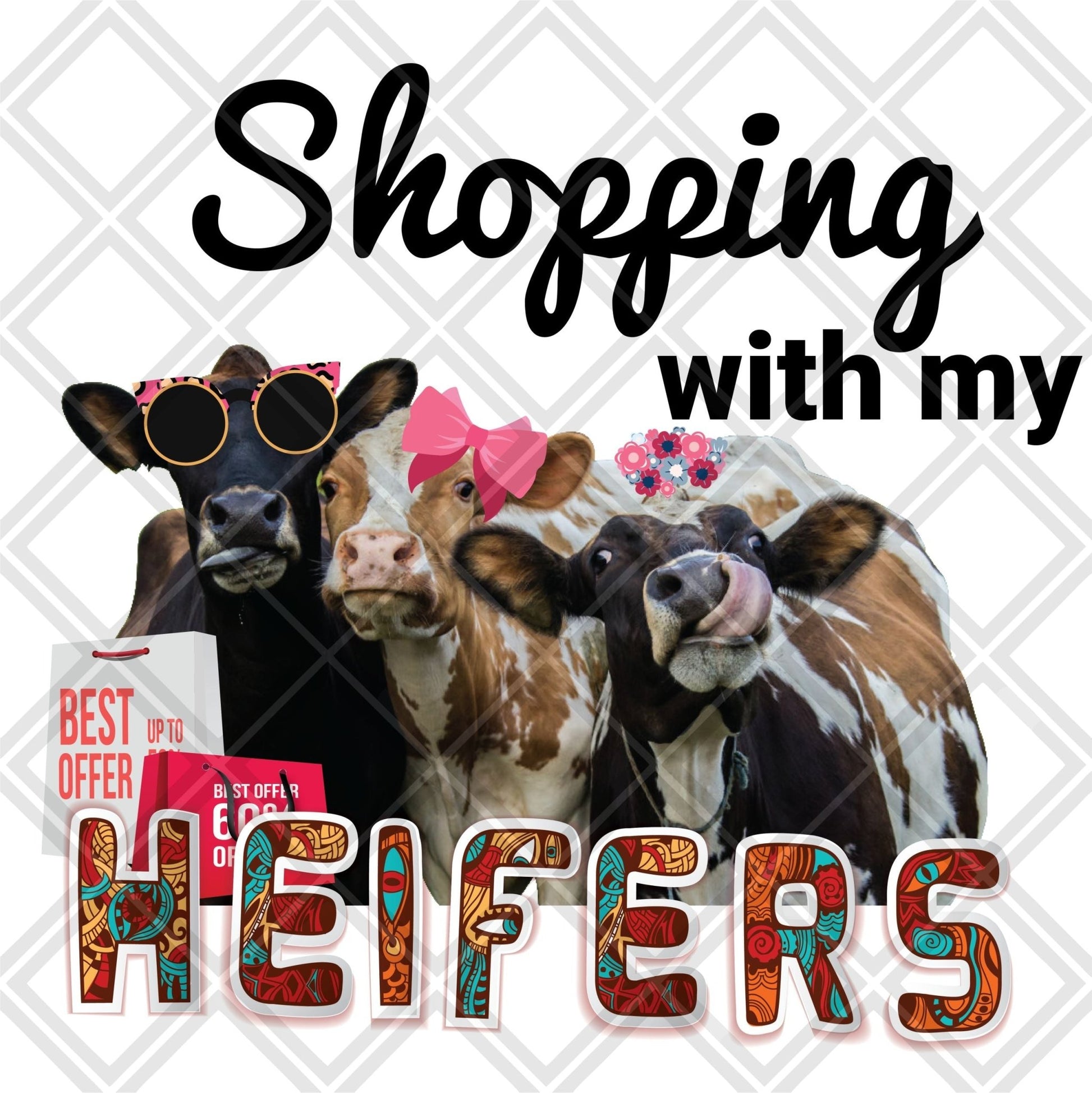 Shopping with my Heifers frame Digital Download Instand Download - Do it yourself Transfers
