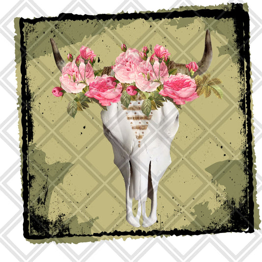 SKULL FLOWERS ROSES EYES FEATHERS with frame Digital Download Instand Download - Do it yourself Transfers