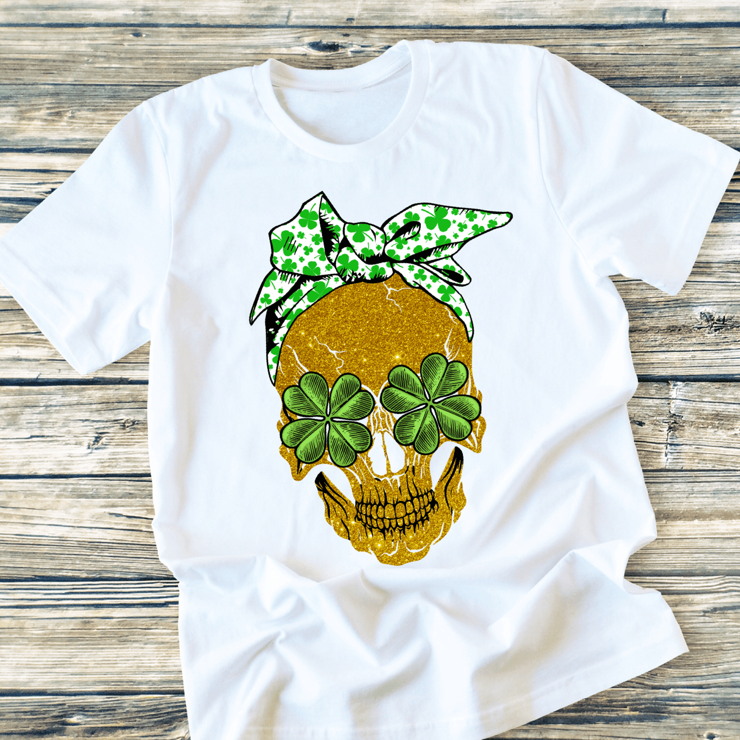 Skull gold clover St. Patrick’s day green DTF TRANSFERPRINT TO ORDER - Do it yourself Transfers