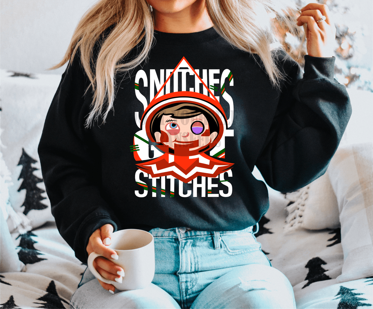 Snitches get stitches elf Christmas size ADULT .2 DTF TRANSFERPRINT TO ORDER - Do it yourself Transfers