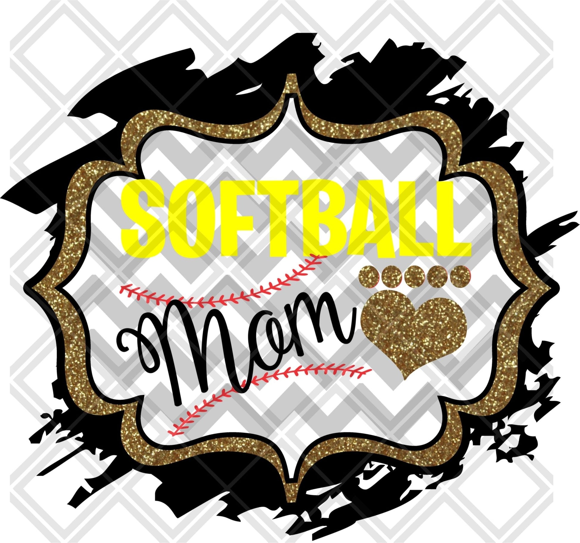 SOFTBALL MOM FRAME GOLD png Digital Download Instand Download - Do it yourself Transfers