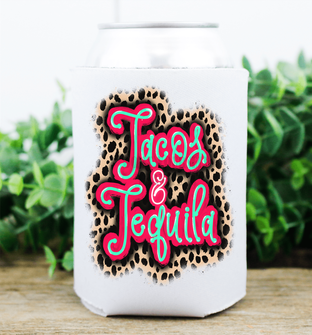 Tacos and Tequila leopard neon / size 3.8x2.7 DTF TRANSFERPRINT TO ORDER - Do it yourself Transfers