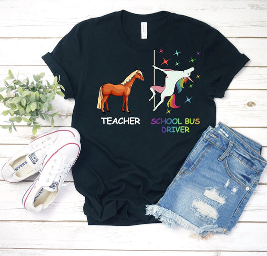 Teacher school bus driver unicorn no frame DTF TRANSFERPRINT TO ORDER - Do it yourself Transfers