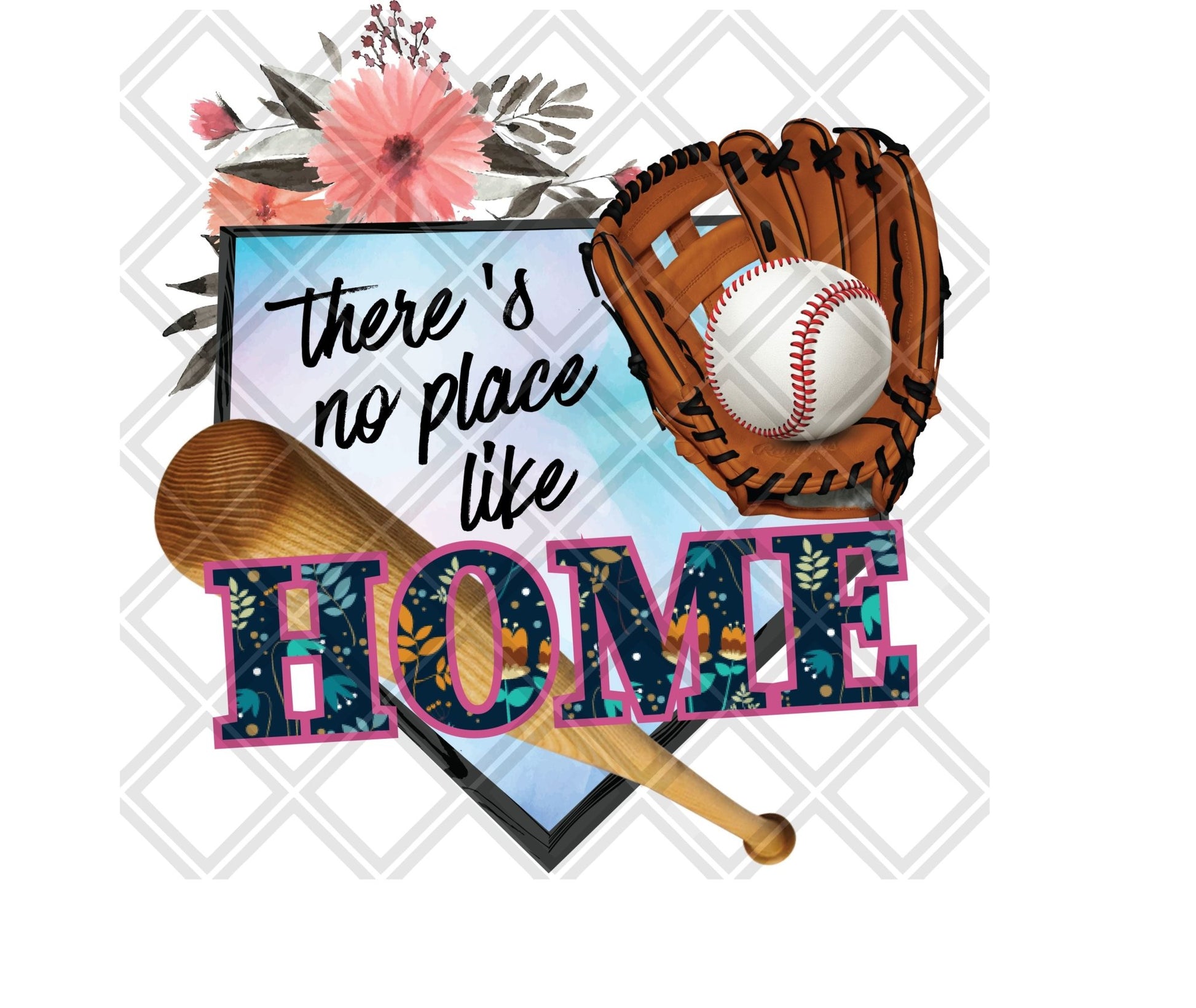 THERES NO PLACE LIKE HOME FLOWERS Digital Download Instand Download - Do it yourself Transfers