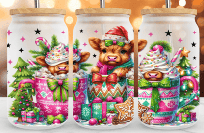 TRANSFER TUESDAY Christmas Funny Cow CUP WRAP UV DTF 16OZ - Do it yourself Transfers