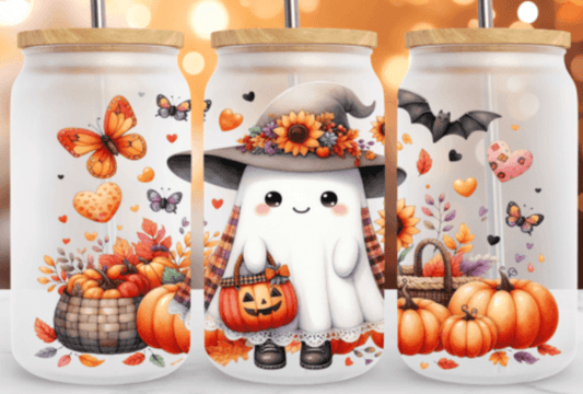 TRANSFER TUESDAY CUTE FALL GHOST CUP WRAP UV DTF 16OZ - Do it yourself Transfers