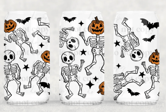 TRANSFER TUESDAY HALLOWEEN SKULLIE PUMPKIN CUP WRAP UV DTF 16OZ - Do it yourself Transfers