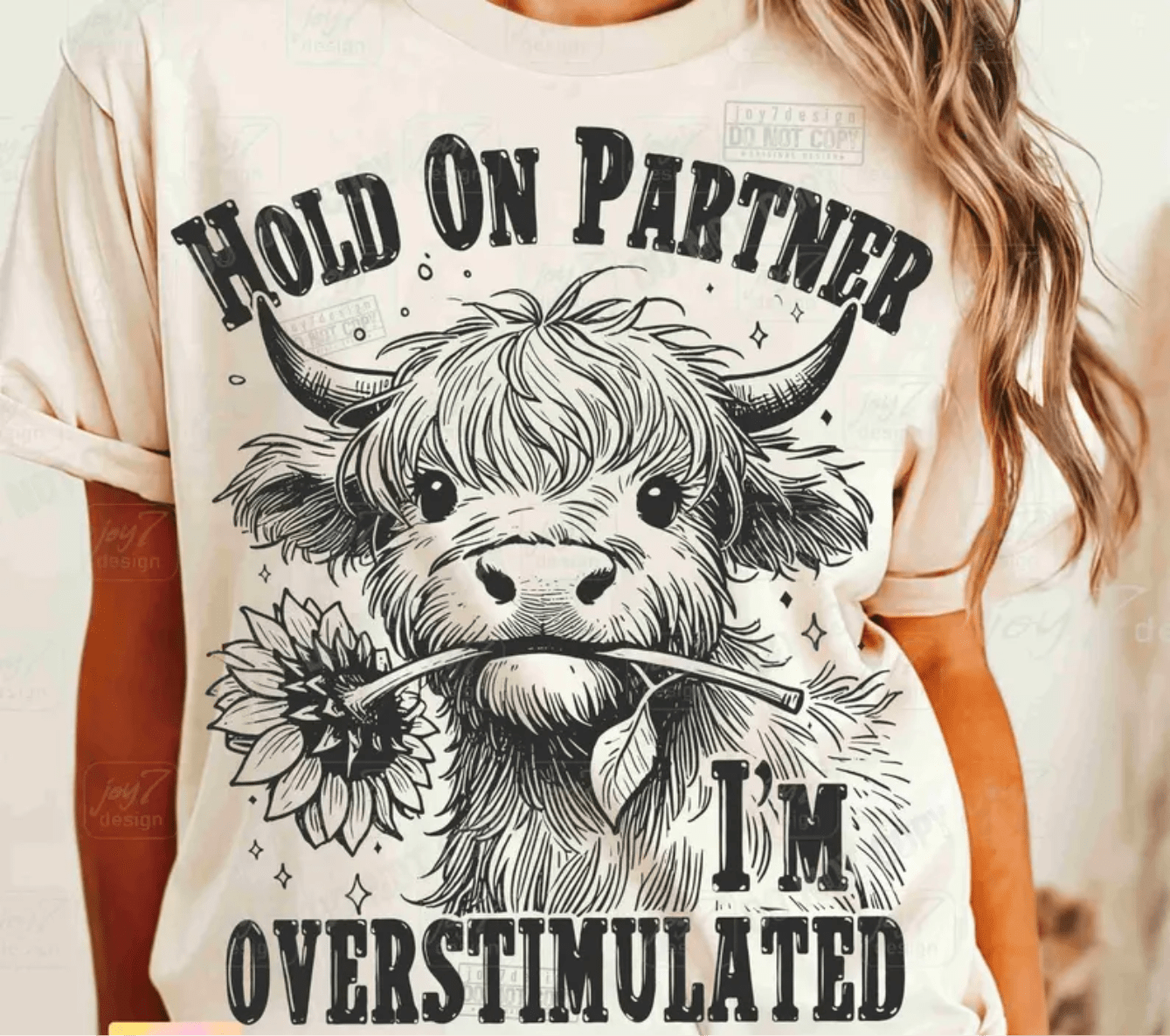 TRANSFER TUESDAY SHIPS FEB 4TH Hold on partner I'm Overstimulated SINGLE COLOR BLACK Screen Print transfers size ADULT 11X12 - Do it yourself Transfers