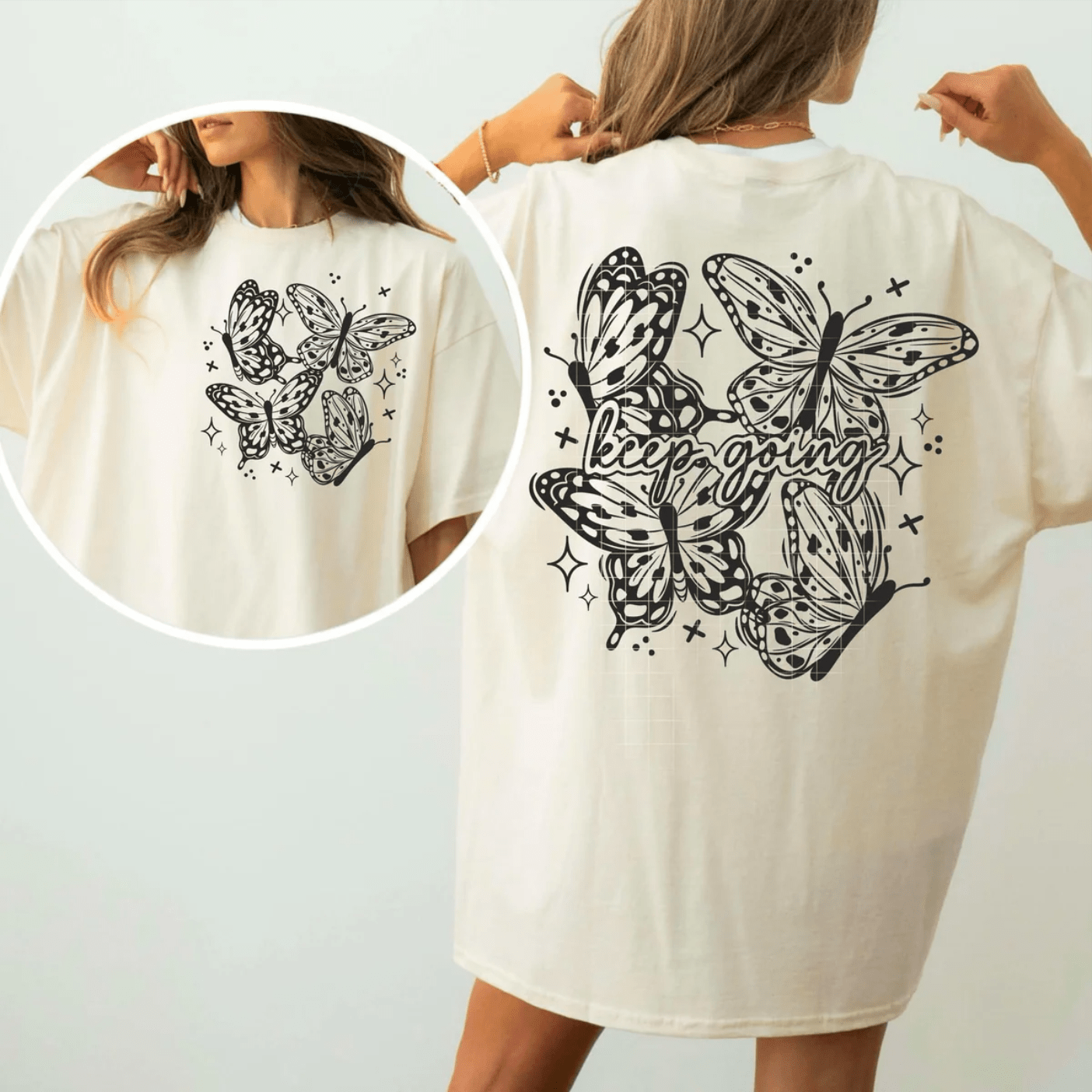 TRANSFER TUESDAY SHIPS FEB 4TH Keep going butterflies SINGLE COLOR BLACK Screen Print transfers size ADULT 11X12 - Do it yourself Transfers