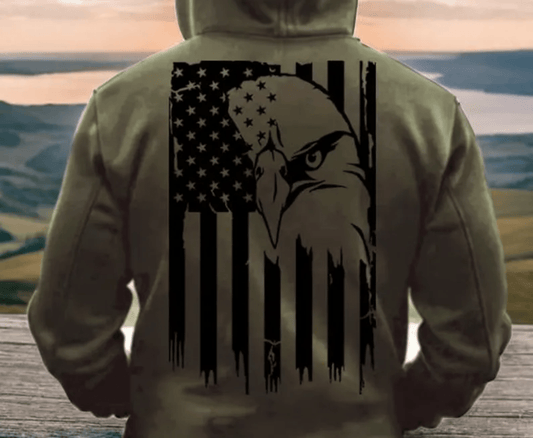 TRANSFER TUESDAY SHIPS MAR 12TH AMERICAN EAGLE FLAG SINGLE COLOR BLACK Screen Print transfers size ADULT 10X12 - Do it yourself Transfers