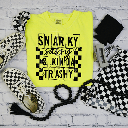 TRANSFER TUESDAY SHIPS MAR 12TH SNARKY SASSY & KINDA TRASHY SINGLE COLOR BLACK Screen Print transfers size ADULT 10X12 - Do it yourself Transfers