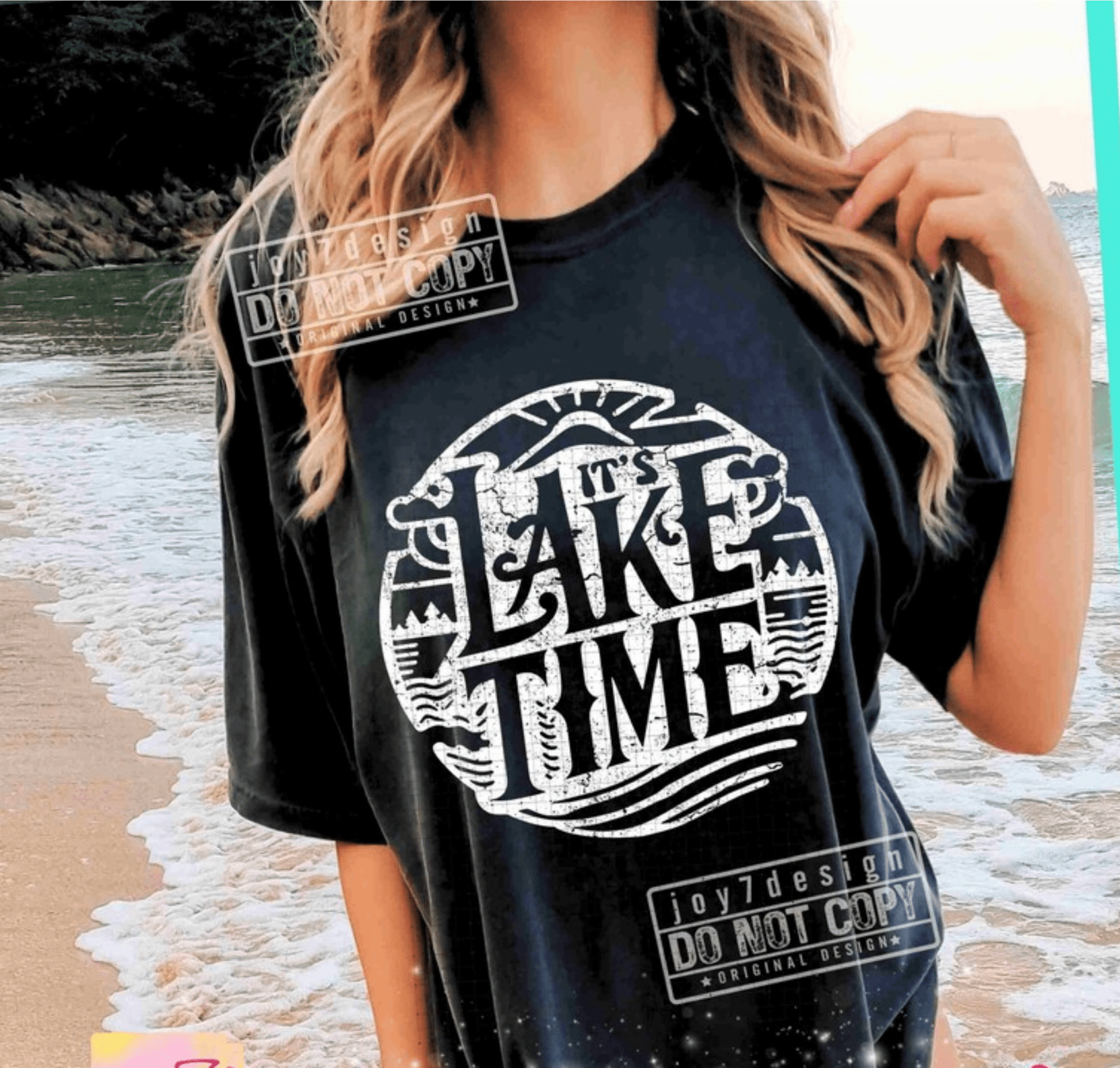 TRANSFER TUESDAY SHIPS MAR 19TH LAKE LIFE CIRCLE SINGLE COLOR WHITE Screen Print transfers size ADULT 10X12 - Do it yourself Transfers