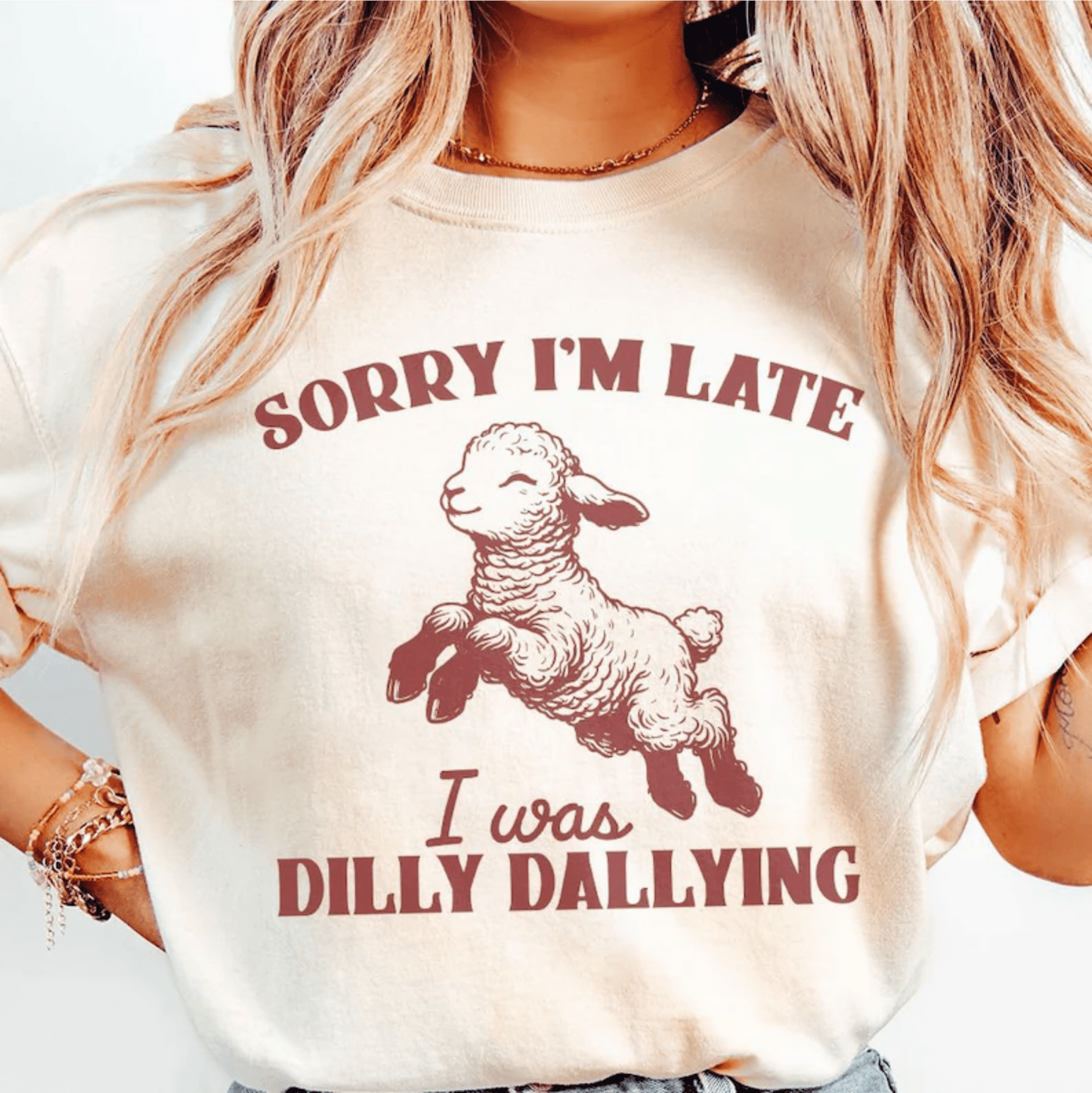 TRANSFER TUESDAY SHIPS MAR 19TH SORRY I'M LATE I WAS DILLY DALLYING SINGLE COLOR RUSTY Screen Print transfers size ADULT 10X12 - Do it yourself Transfers