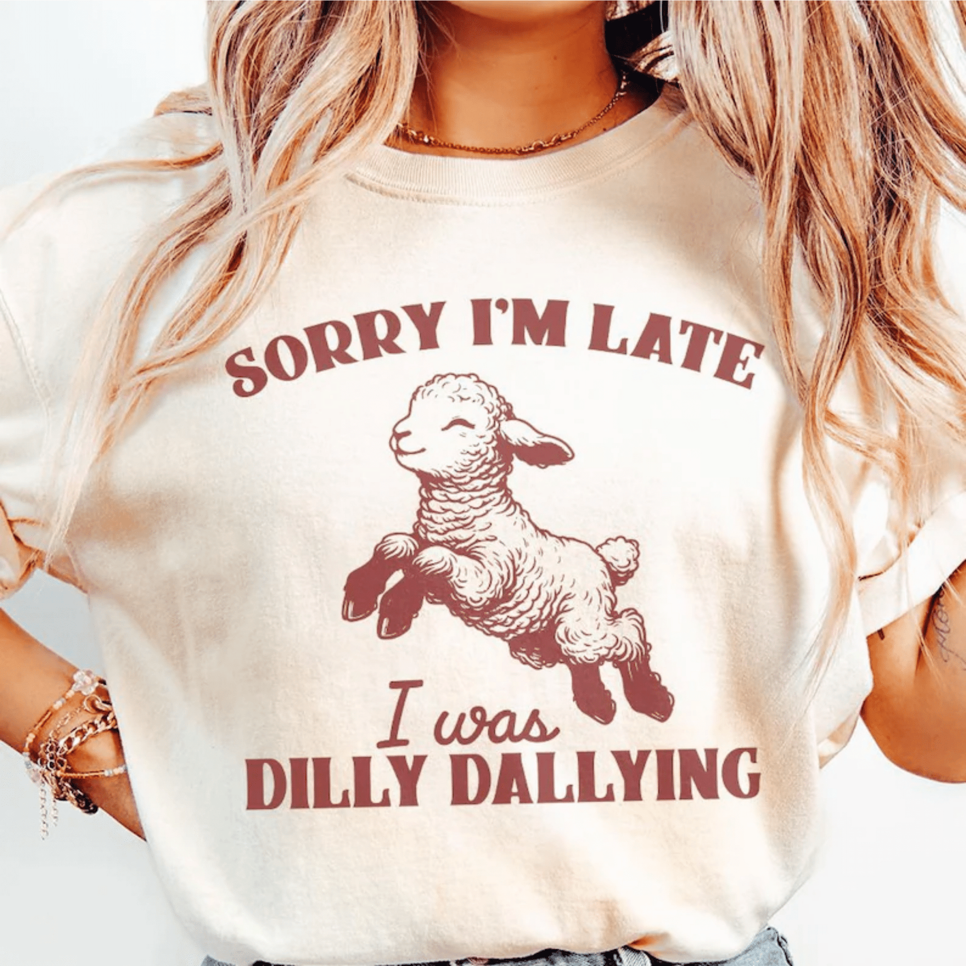 TRANSFER TUESDAY SHIPS MAR 19TH SORRY I'M LATE I WAS DILLY DALLYING SINGLE COLOR RUSTY Screen Print transfers size ADULT 10X12 - Do it yourself Transfers