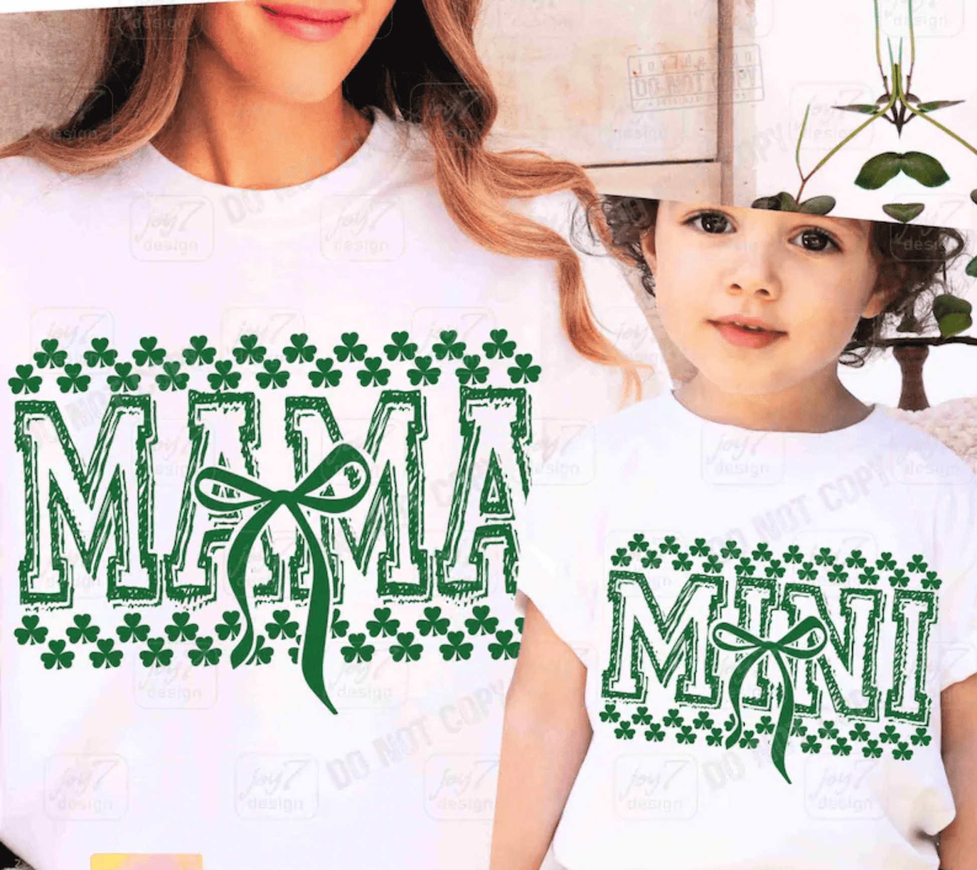 TRANSFER TUESDAY STARTS SHIPPING JAN 28TH MAMA MINI CLOVER ST PATRICK'S DAY SINGLE COLOR GREEN Screen Print transfers size - Do it yourself Transfers