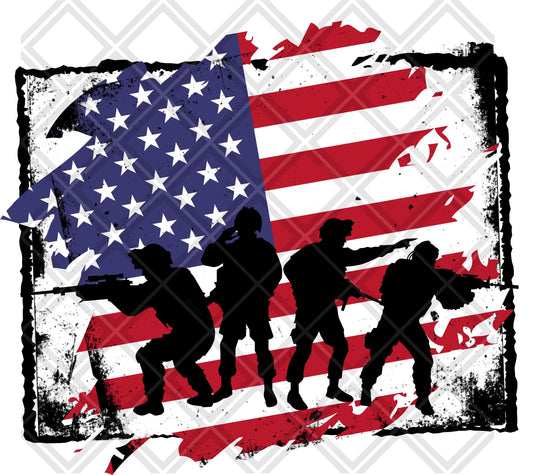 ARMY GUY FLAG BACKGROUND DTF TRANSFERSPRINT TO ORDER