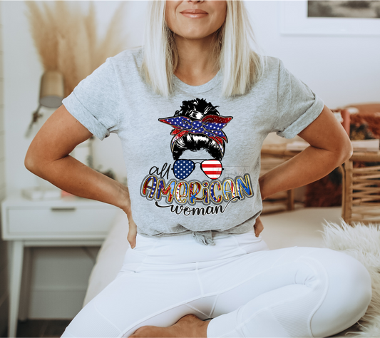 All American Woman Red White Blue July 4th DTF size  DTF TRANSFERPRINT TO ORDER