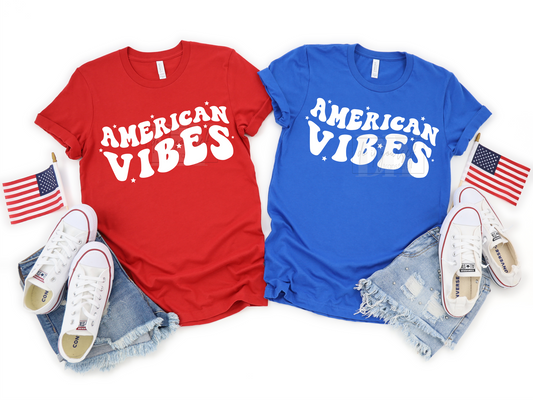 American VIBES STARS SINGLE COLOR WHITE  size ADULT  DTF TRANSFERPRINT TO ORDER