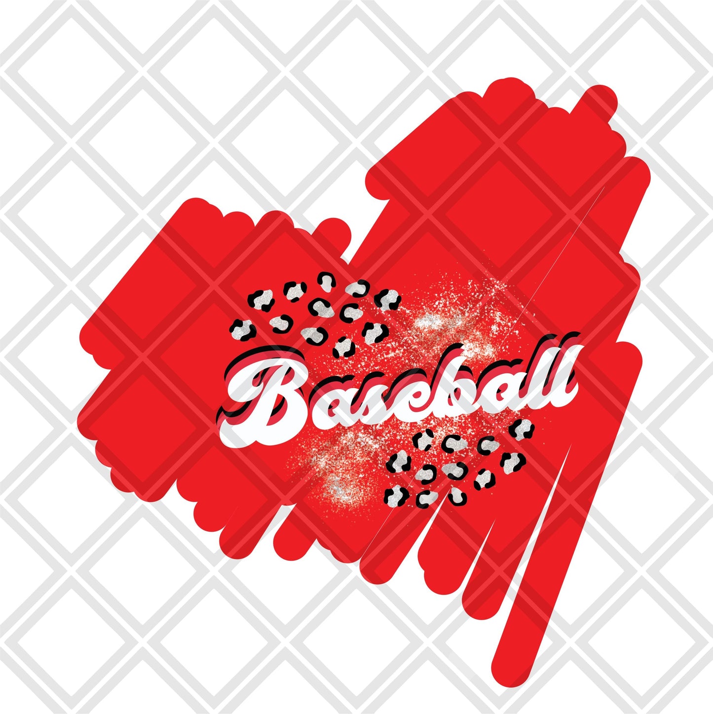 BASEBALL LEOPARD SILVER HEART RED png Digital Download Instand Download