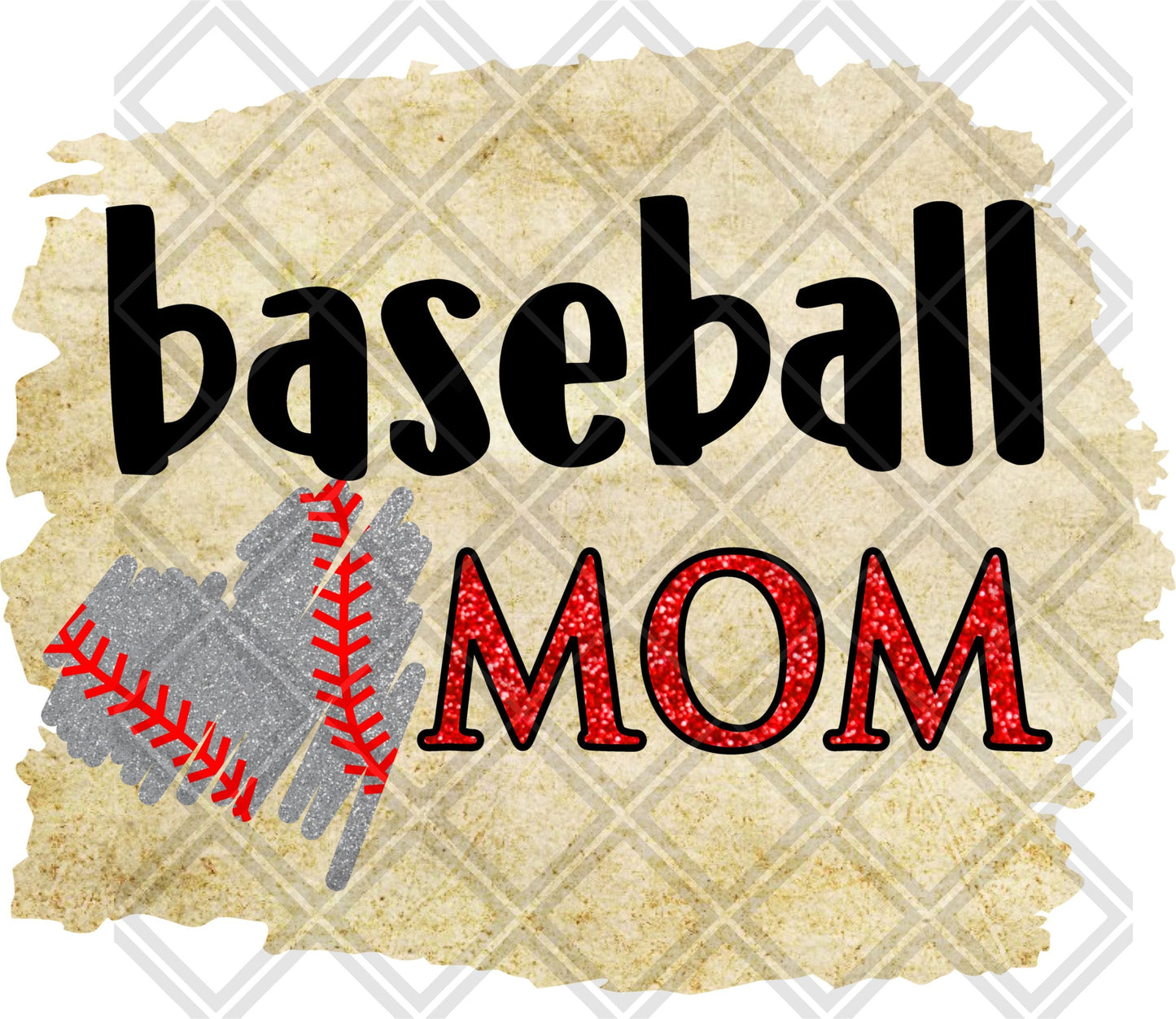 Baseball Mom Silver Glitter Heart Red And Black DTF TRANSFERPRINT TO ORDER